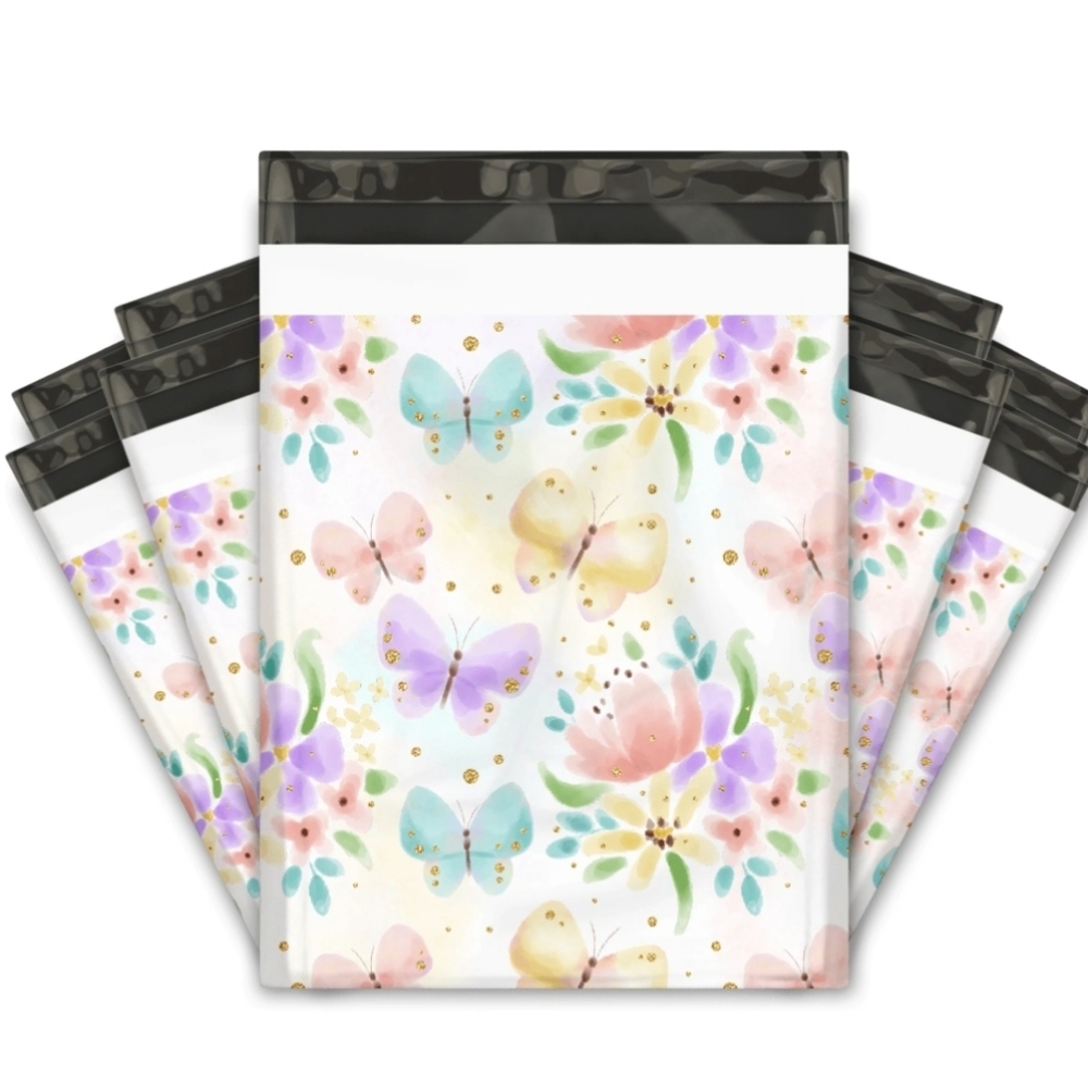 10x13  Pretty Water Color Butterfly Poly Mailers 20pk